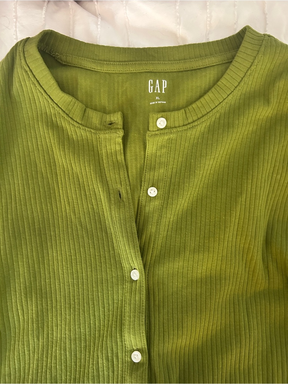 GAP Olive Ribbed Button-Front Cardigan - Picture 2 of 4
